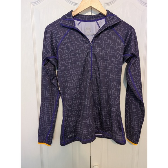Nike Tops - Nike Pro Dri Fit Women's M Purple Geo Print Long SLV Active Shirt Pullover